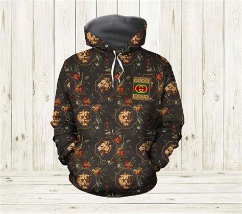 gucci hoodie lion|Gucci distressed hoodie.